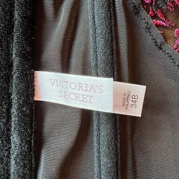 Victoria's Secret Floral Appliqué 6 Bones Padded 4 Strap Merry Widow 34B - Picture 6 of 6